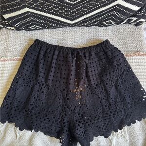 Hobie Black Crochet High Waist Shorts
